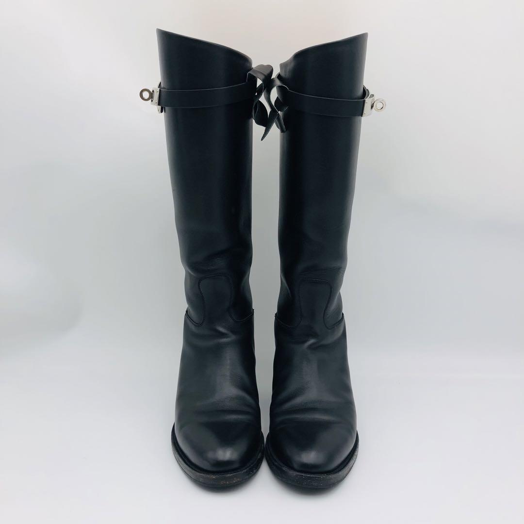 45万✨美品 エルメス ブーツ ジャンピング ボックスカーフ 黒 35 1/2