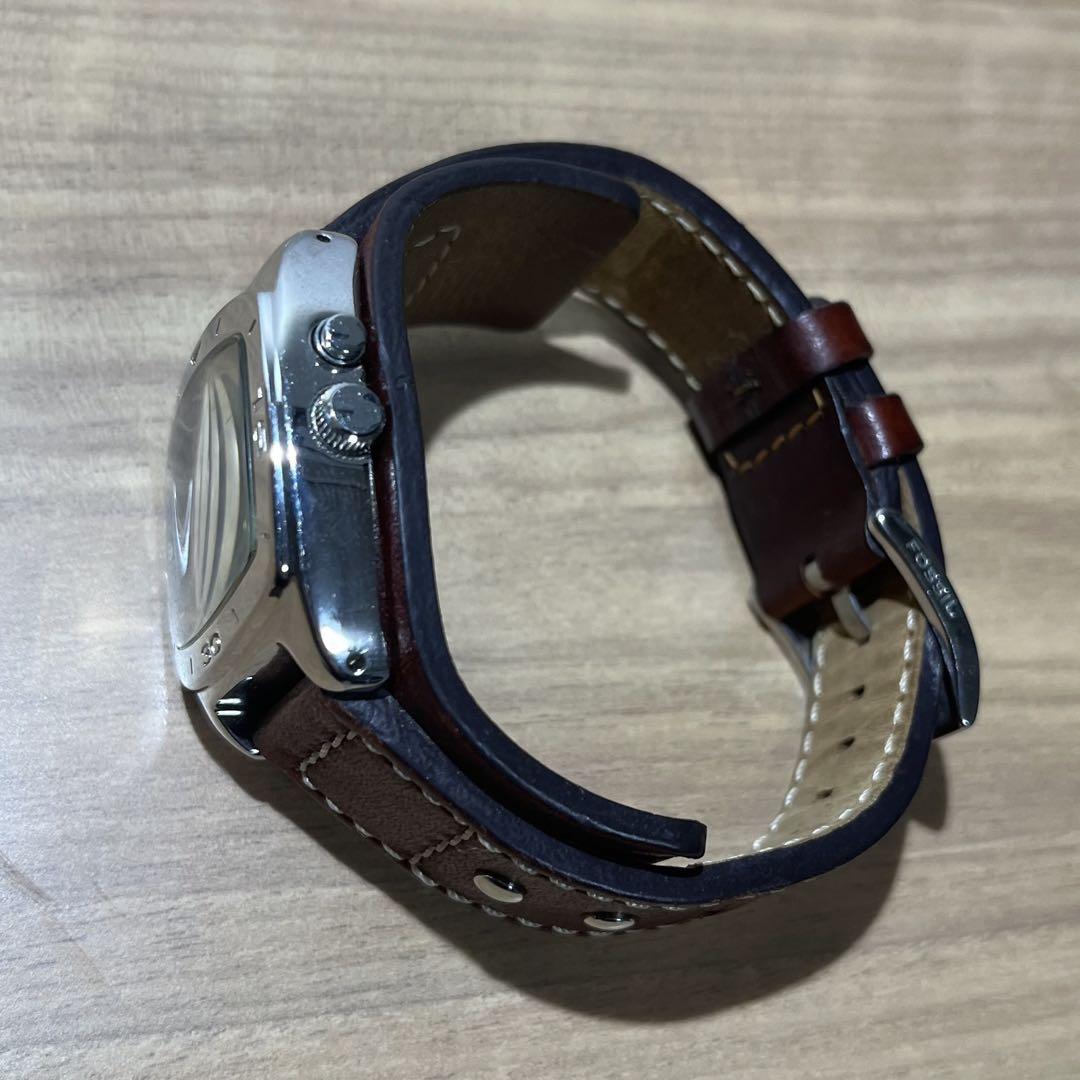 FOSSIL big tic 青 AM-3778 動作品 電池交換済