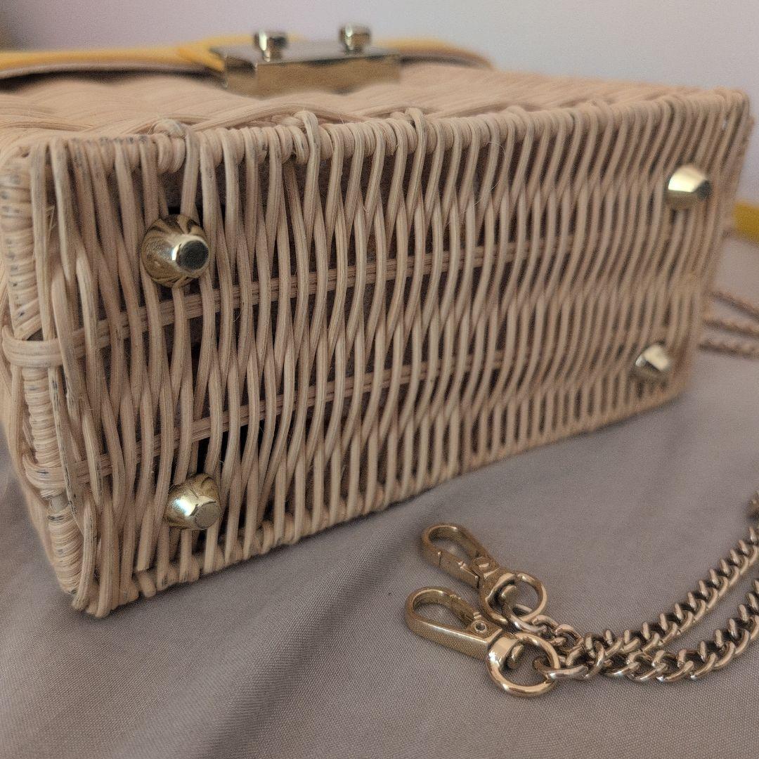 美品 ZARA ザラ ショルダーバッグ ラタン ミノディエールケース