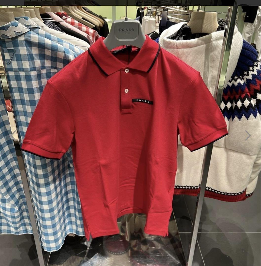プラダ　正規品　ポロシャツ　赤