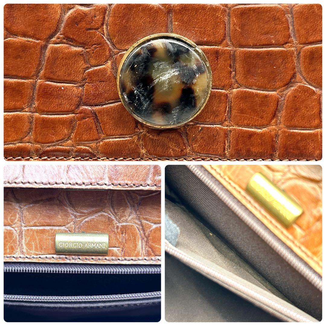 希少✨GIORGIO ARMANI 2way ハンドバッグ クロコ型押し レザー 希少✨GIORGIO ARMANI 2way ハンドバッグ クロコ型押し レザー