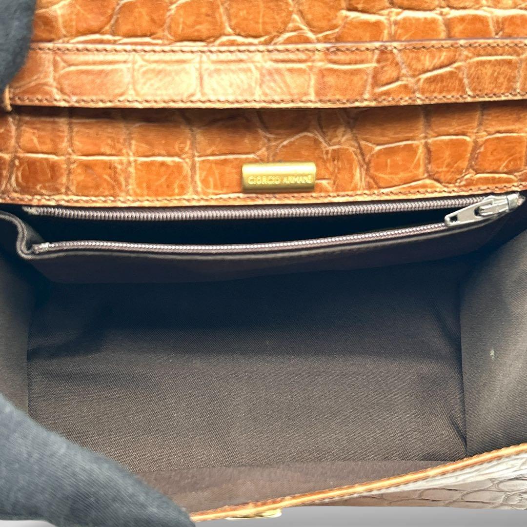 希少✨GIORGIO ARMANI 2way ハンドバッグ クロコ型押し レザー 希少✨GIORGIO ARMANI 2way ハンドバッグ クロコ型押し レザー