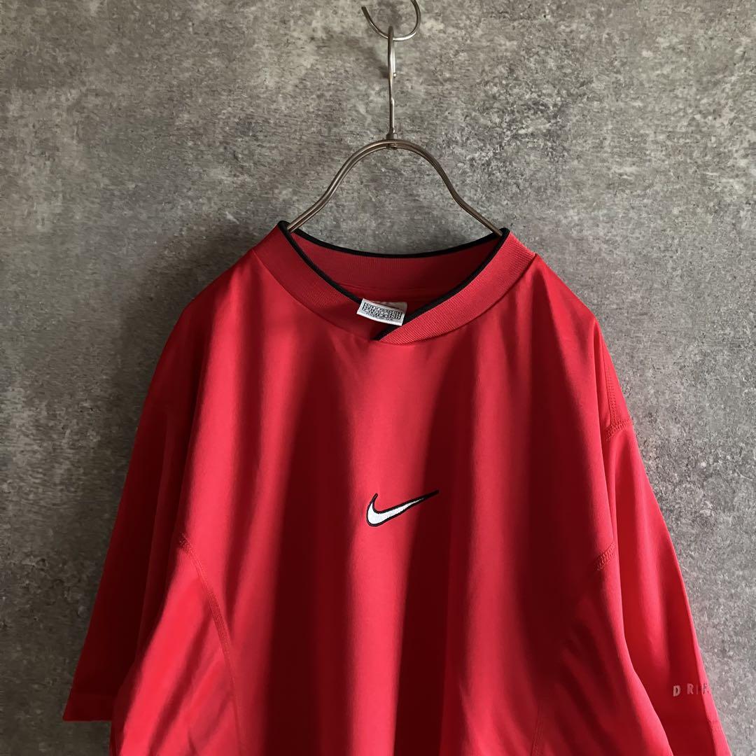 【NIKE】90s 英国製 ゲームシャツ センターロゴ 刺繍ロゴ スウッシュ M