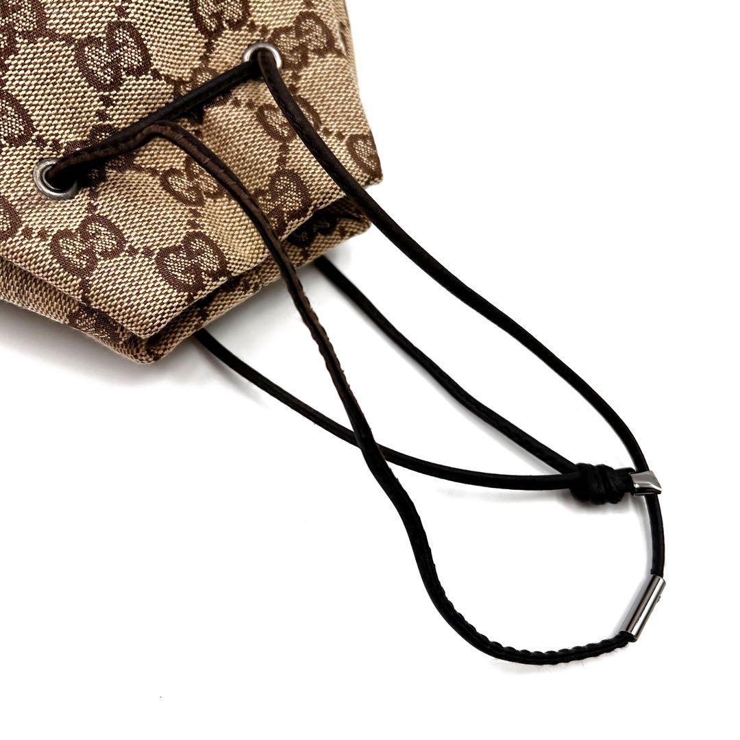 【良品】GUCCI バニティポーチ 化粧ポーチ GGキャンバス レザー 二層式