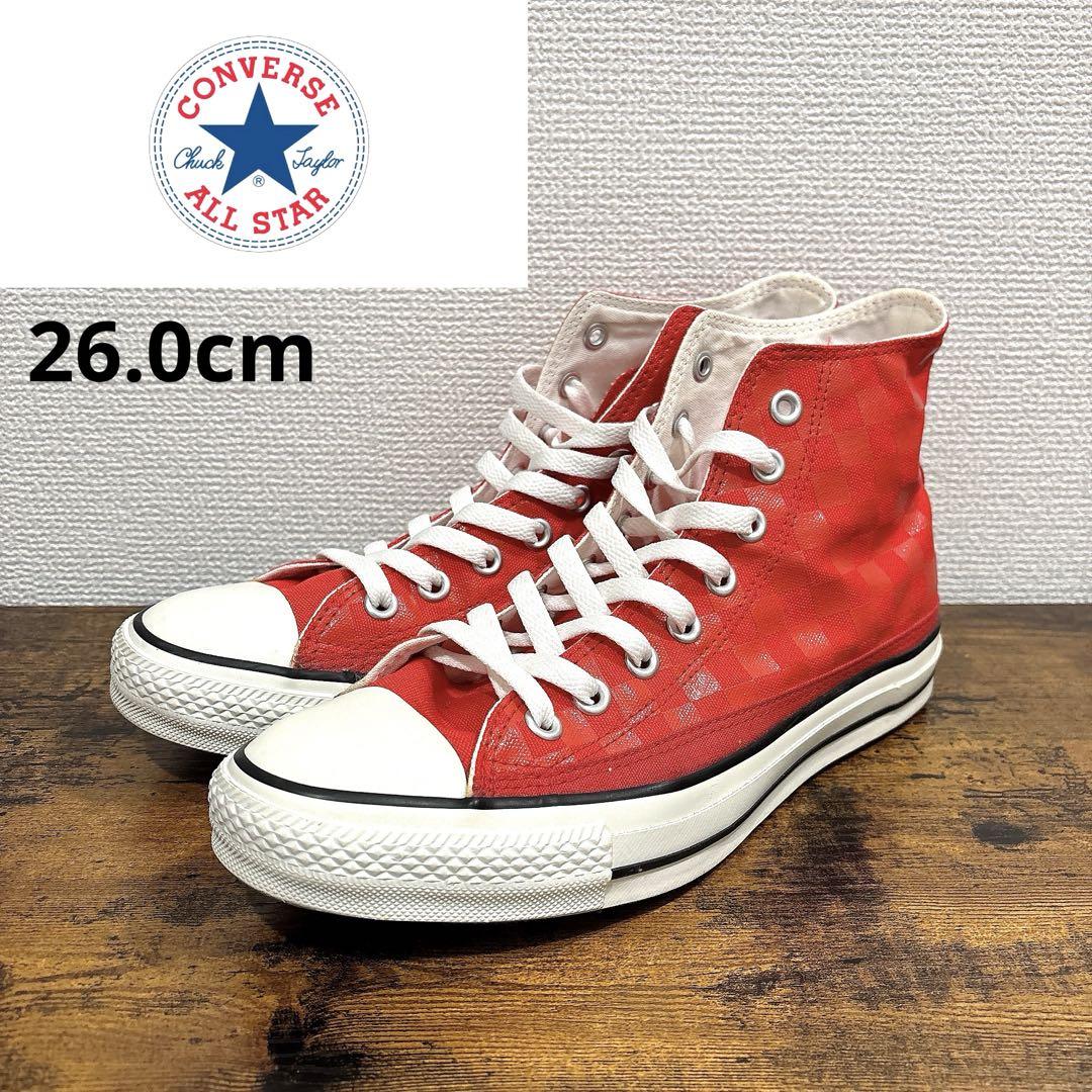 状態良好◎ CONVERSE コンバース ハイカット レッド チェック