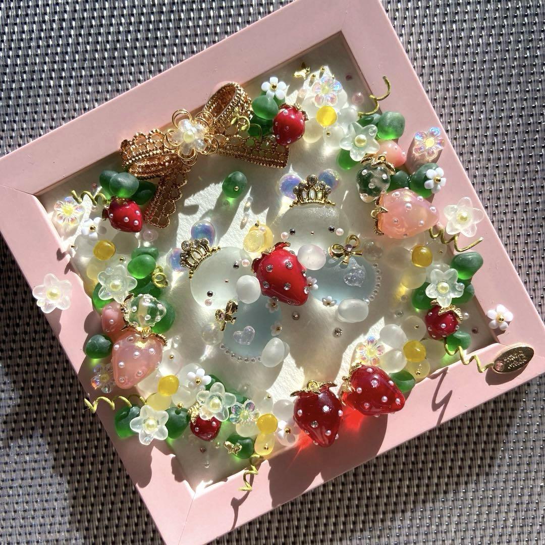 ♡いちごの国のオーロラうさぎ姫♡シーグラスアート 姉妹