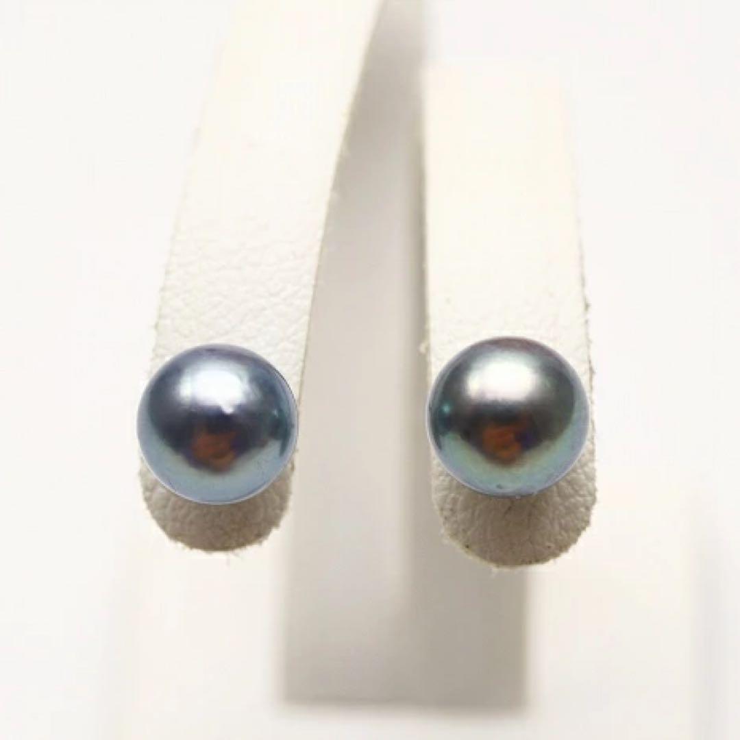 アコヤ真珠パールピアス 6.5-7.0mm ブラックカラー K14WG製
