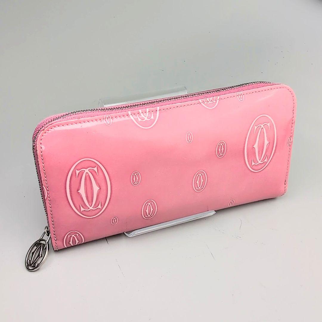 【Cartier】カルティエ ハッピーバースデー 長財布 エナメルピンク