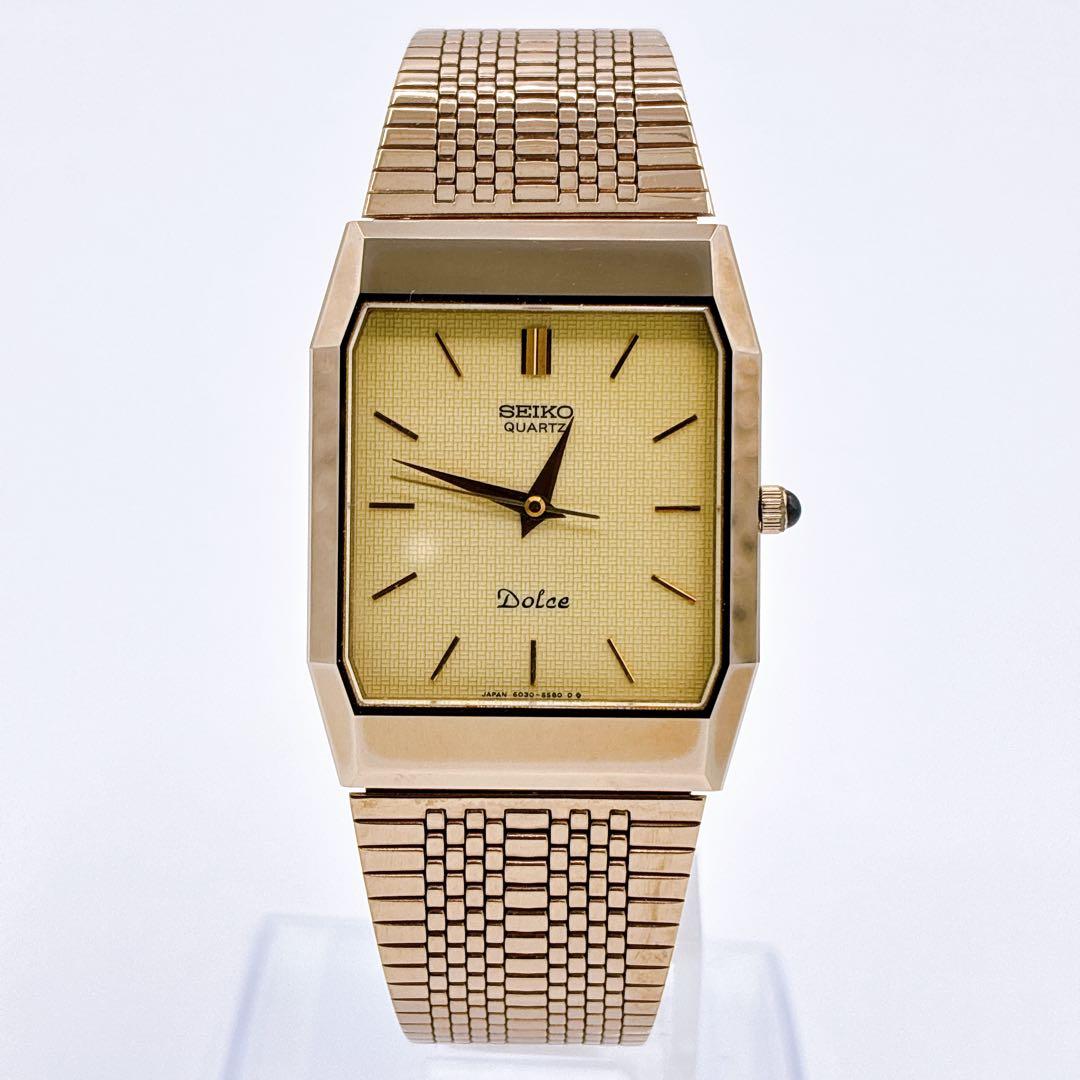 上 セイコー ドルチェ 6030-5530R 金ワッフル 電池交換済SEIKO