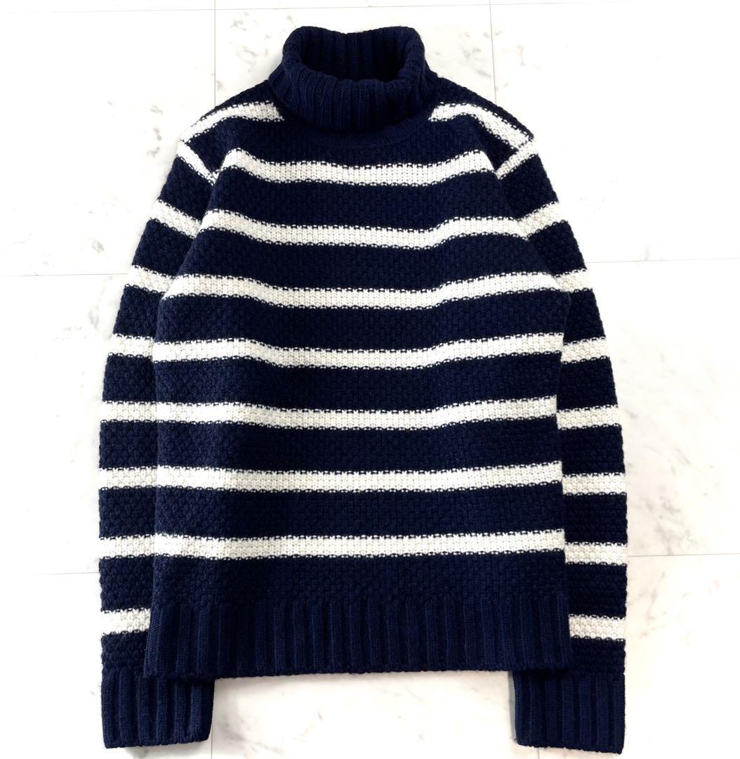 美品♪ MACKINTOSH LONDON タートルネックボーダーニット 紺 M