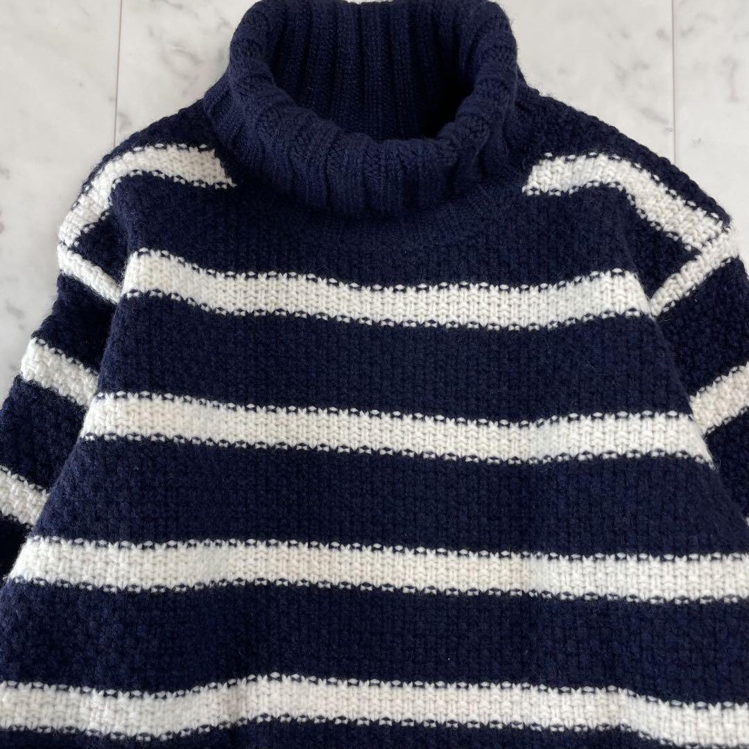 美品♪ MACKINTOSH LONDON タートルネックボーダーニット 紺 M