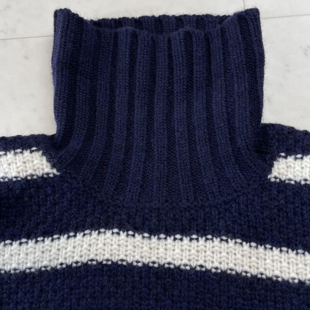 美品♪ MACKINTOSH LONDON タートルネックボーダーニット 紺 M