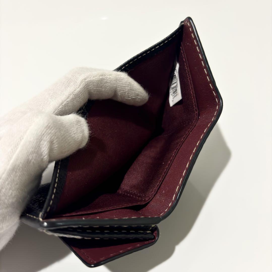 【超美品】MARC JACOBS 三つ折り財布 黒×ボルドー レザー コンパクト