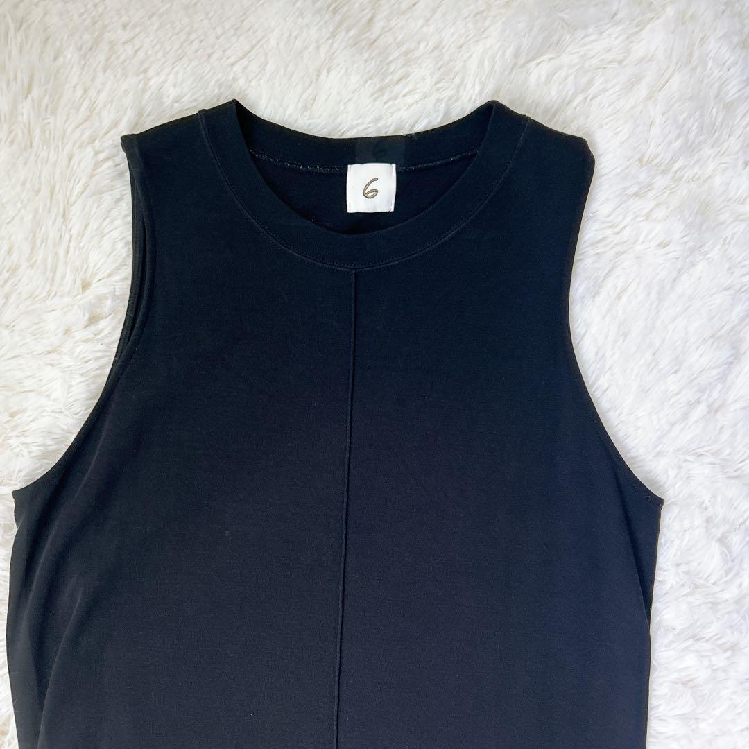 【美品】6 ROKU ZIP DRESS ブラック ノースリーブ ワンピース