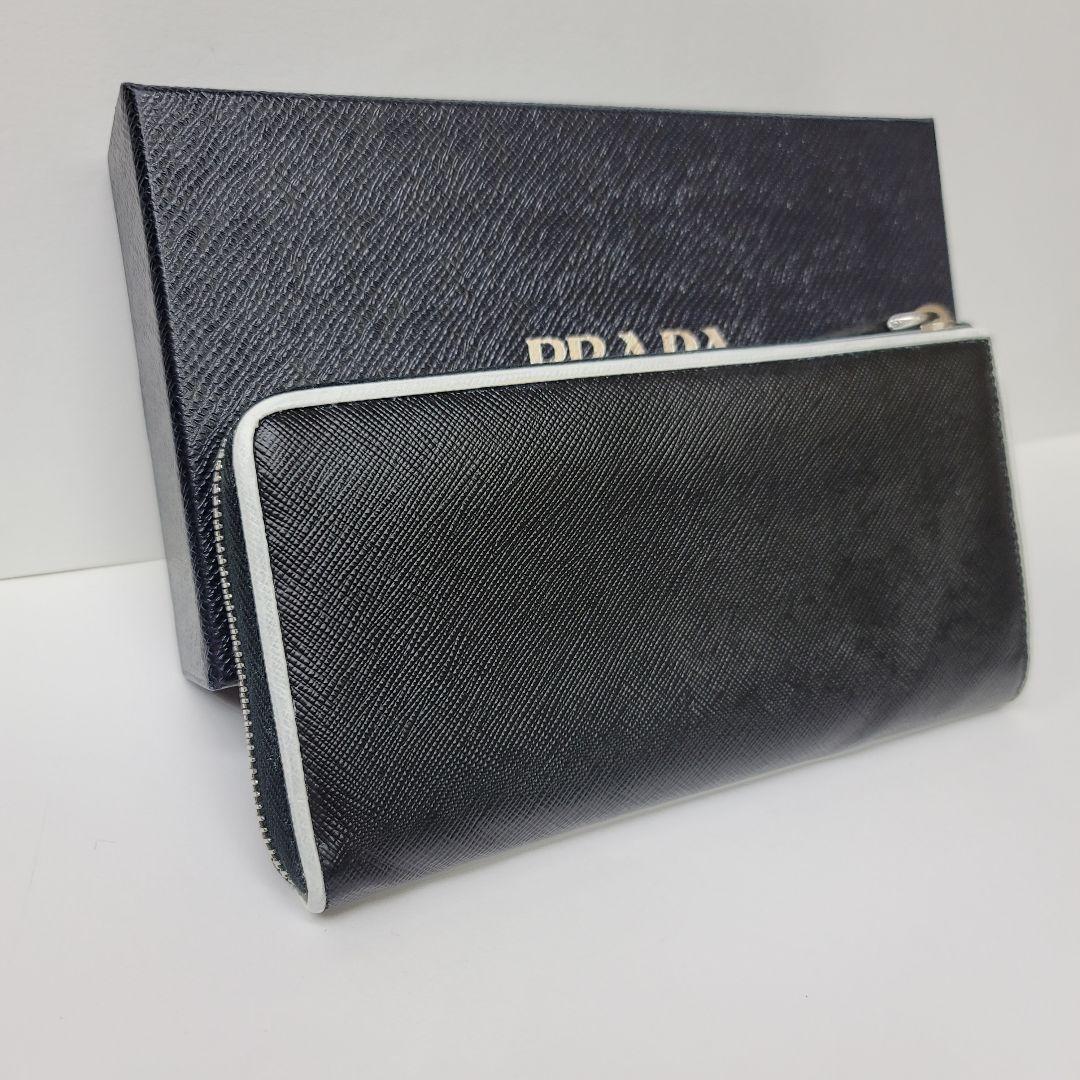 希少正規品 PRADA サフィアーノバイカラー L字ファスナー プラダ財布 希少正規品 PRADA サフィアーノバイカラー L字ファスナー プラダ財布
