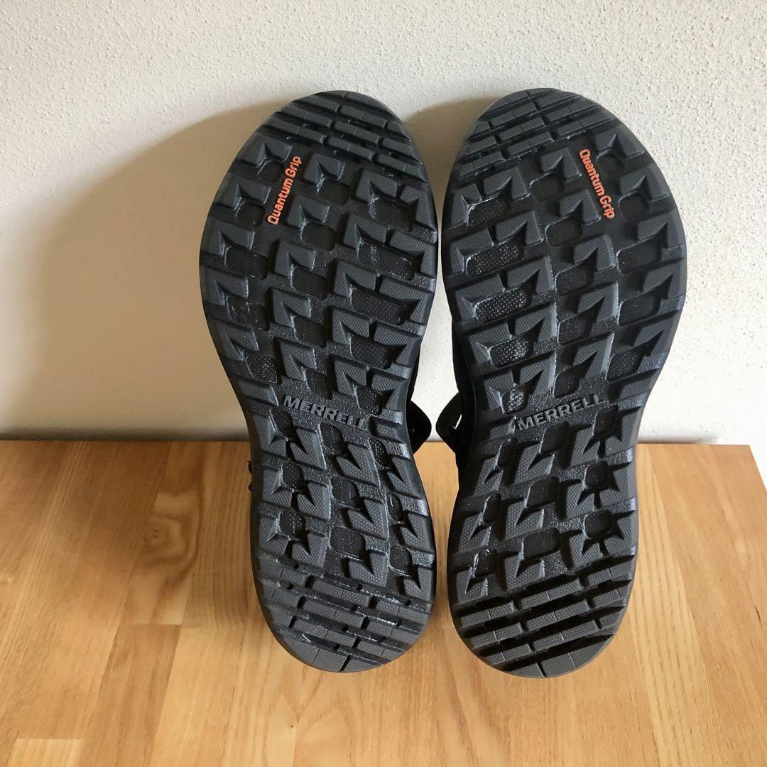 【美品】MERRELL フラットシューズ 黒 編み込みデザイン 23.5㎝