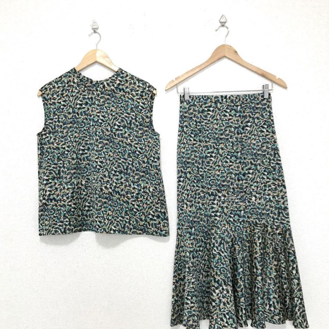 Spick & Span シャドーリーフプリントブラウス　スカート セット