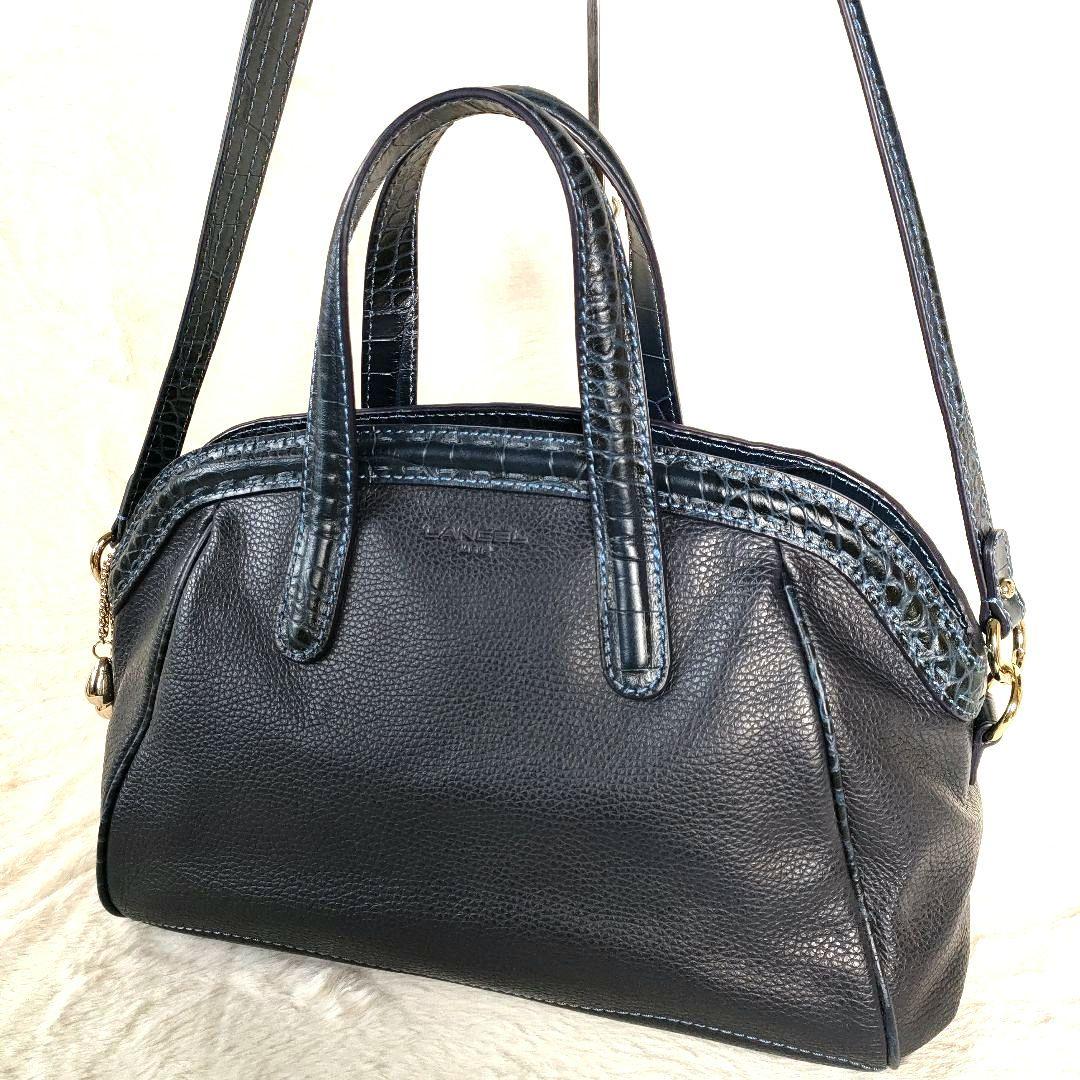 【極美品】 ランセル LANCEL ボストン バッグ クロコ型押し レザー 人気