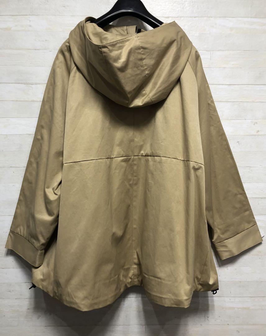 新品☆6L♪ベージュ系♪パーカーブルゾンあると便利♪細見えアウター〇G489