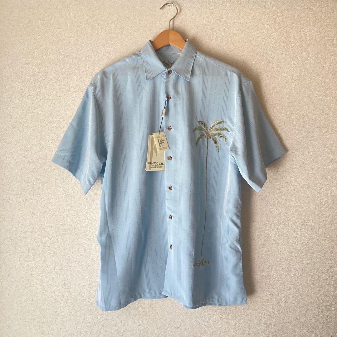 【ハワイ直輸入】BambooCay刺繡アロハシャツ/ヤシの木/新品S