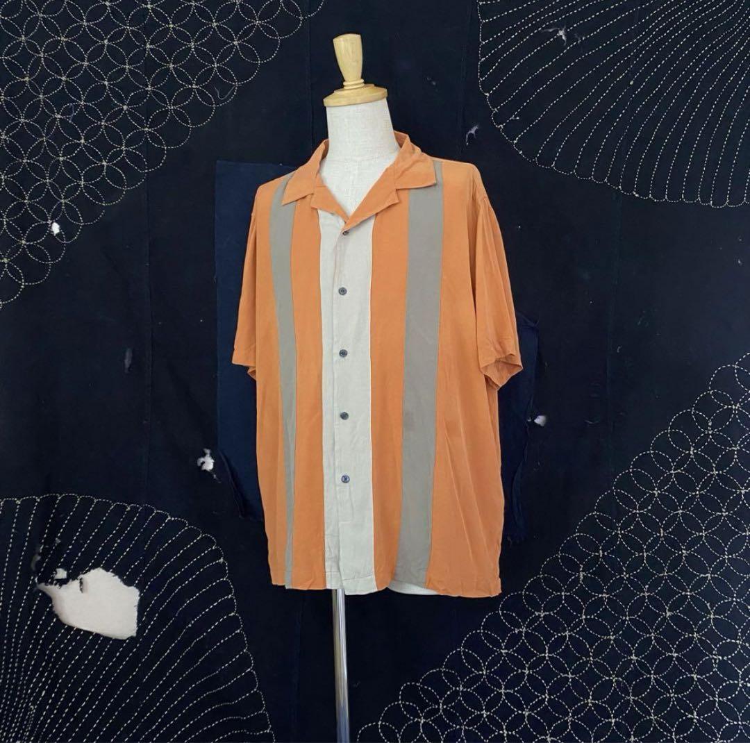 90's silk design open-collar Shirt