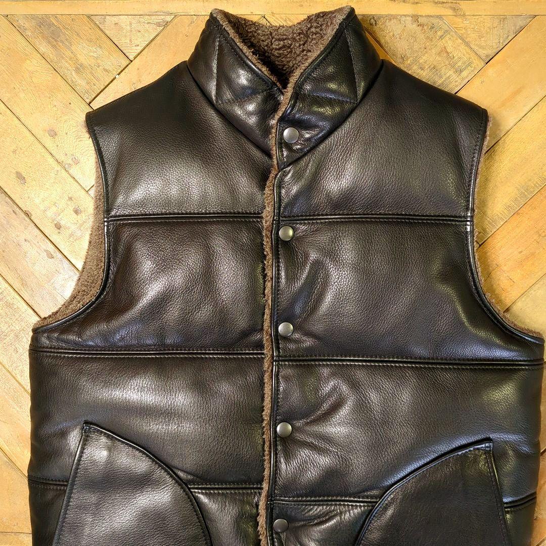 Ｙ'2 ｌEATHEＲ　SV-03／ステア オイル リバーシブル ベスト（クロ）