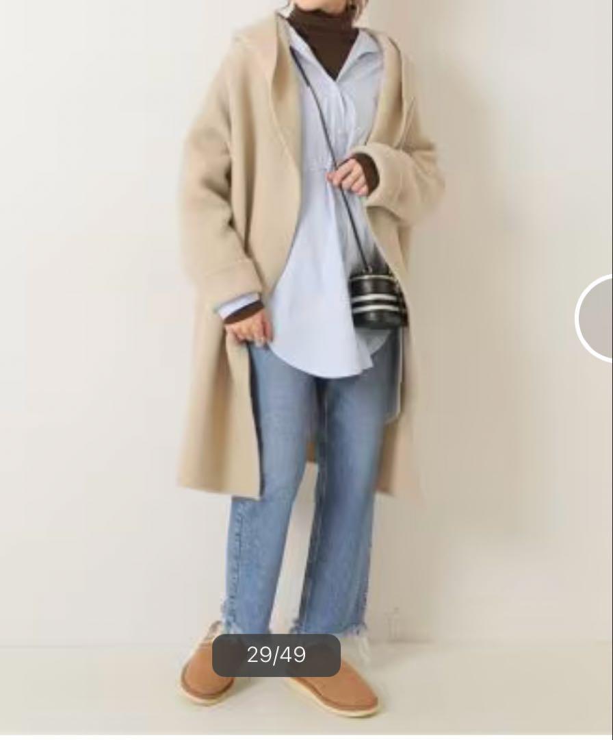 【限定セール！】 美品ADAWAS アダワス フーディガウン HOODIE GOWN ニットコート ジャケット・アウター