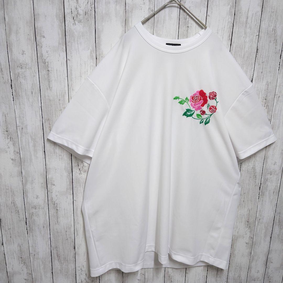 【美品】コムデギャルソンオムプリュス　薔薇　刺繍　ジャージ　Tシャツ　白