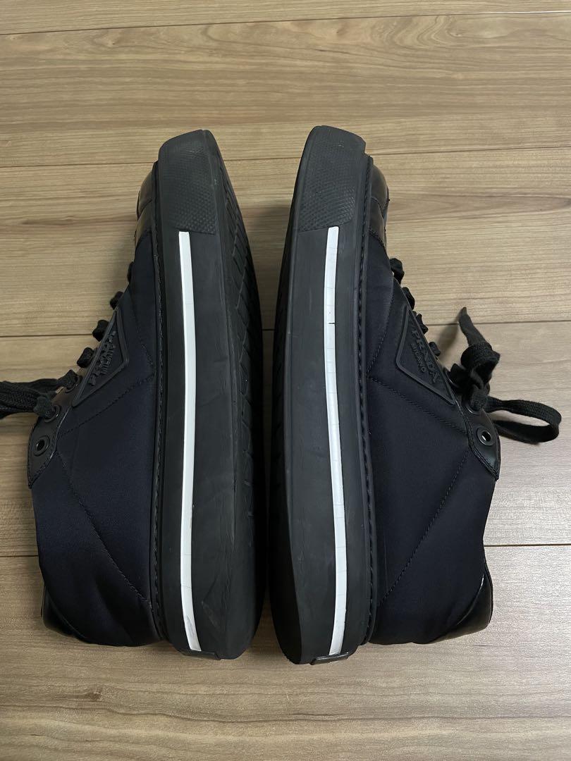 【PRADA】レザーx Re-Nylon ハイトップスニーカー