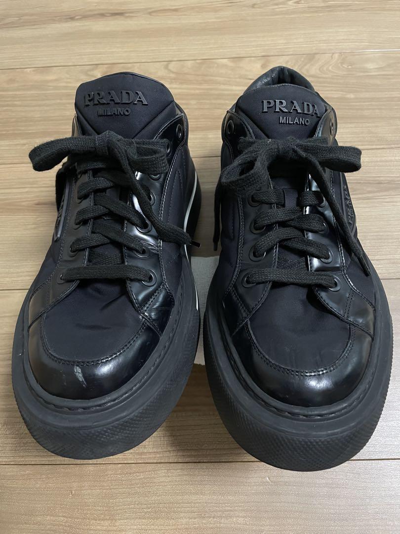 【PRADA】レザーx Re-Nylon ハイトップスニーカー