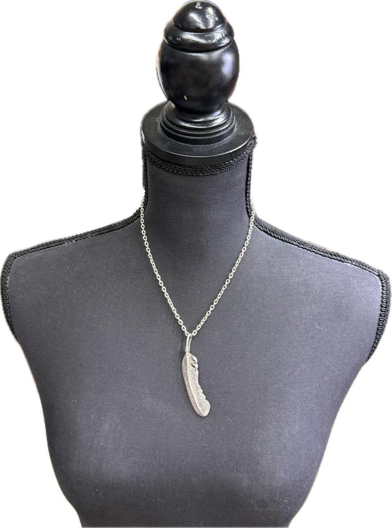 L705 silver製 リアルフェザーデザインネックレストップ