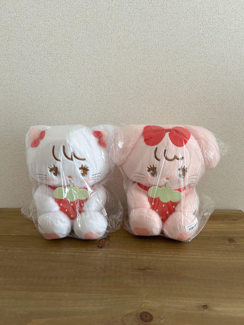 mikko ハート型フリルクッション　いちごBIGぬいぐるみ