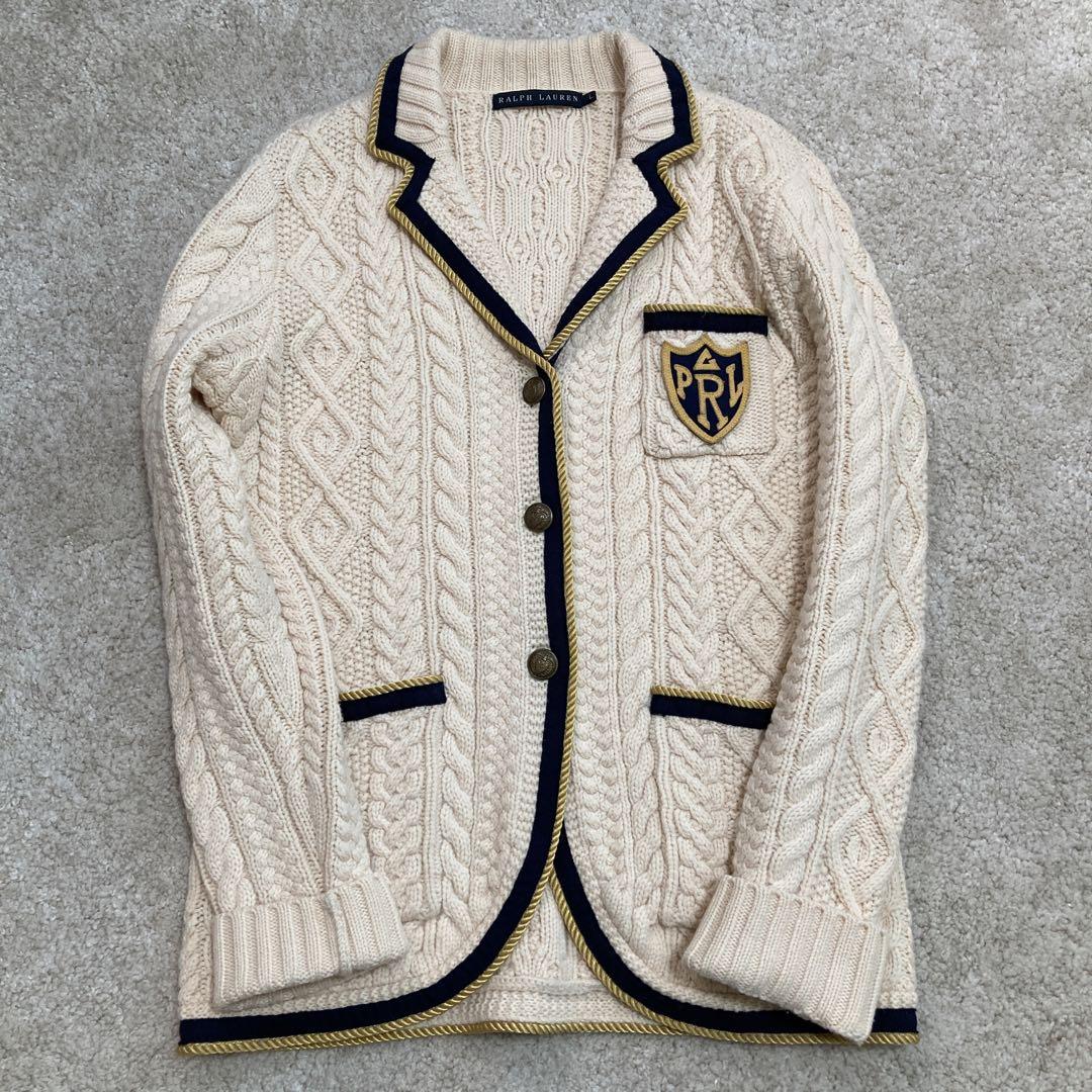 ラルフローレン　RALPH LAUREN ケーブルニット　ジャケット　エンブレム