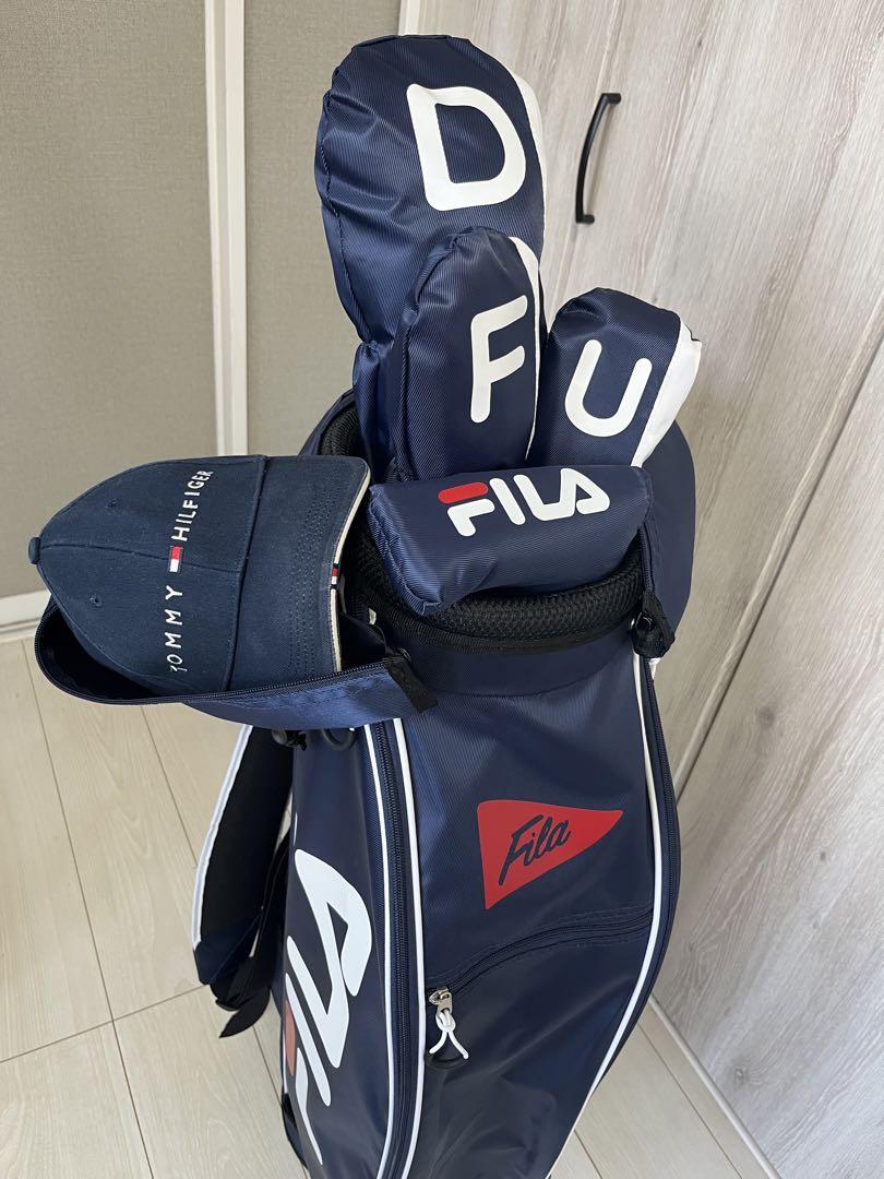 FILA フィラ　キャディバッグ　ヘッドカバー　トミーヒルフィガーキャップ付き