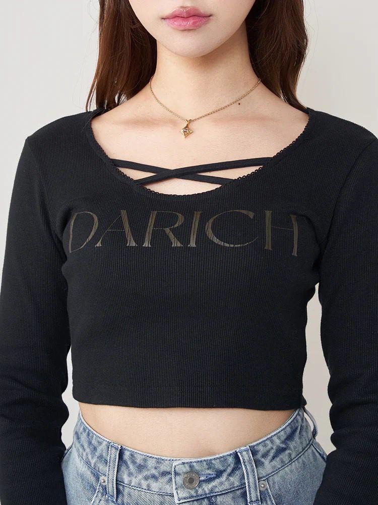 Darich クラックロゴクロストップス