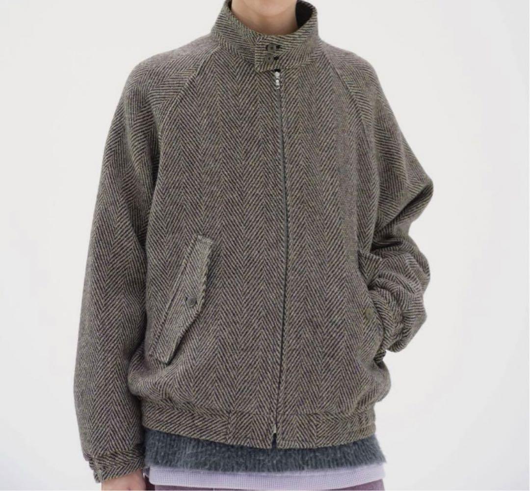 ジャケット・アウター LAMA SHETLAND WOOL TWEED ZIP BLOUSON