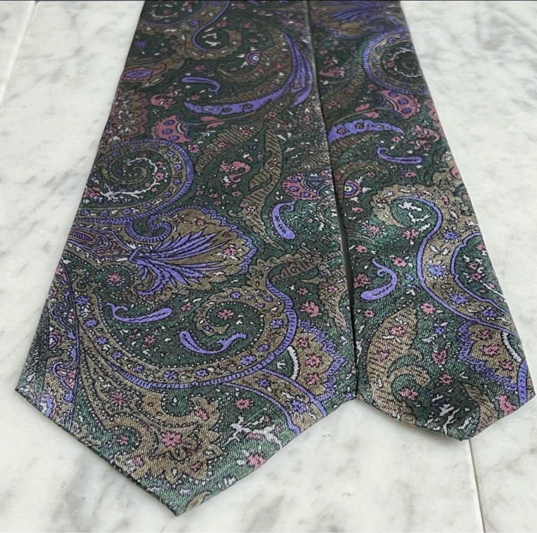 Ermenegildo Zegna ネクタイ グリーン ペイズリー柄