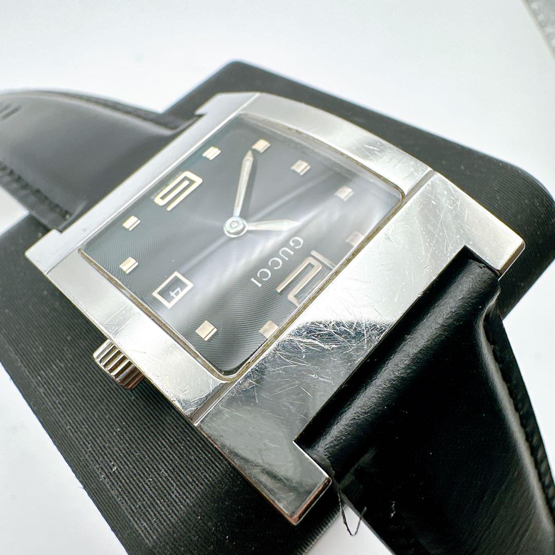 美品 稼動品 GUCCI グッチ メンズ 7700M 黒文字盤 スクエア