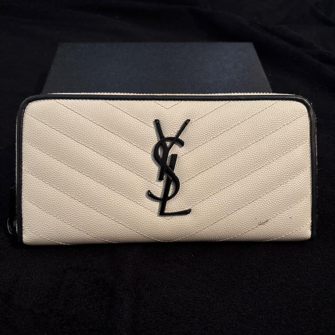 YSL キルティング長財布 ホワイト