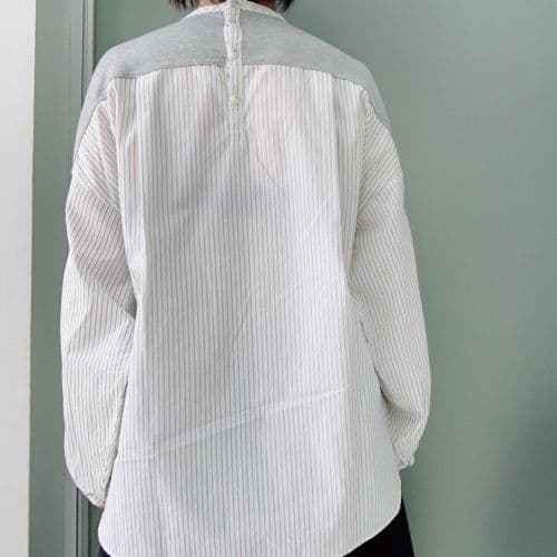 ツキノワ*tsukinowa*カットソーとストライプのプルオーバー*グレー