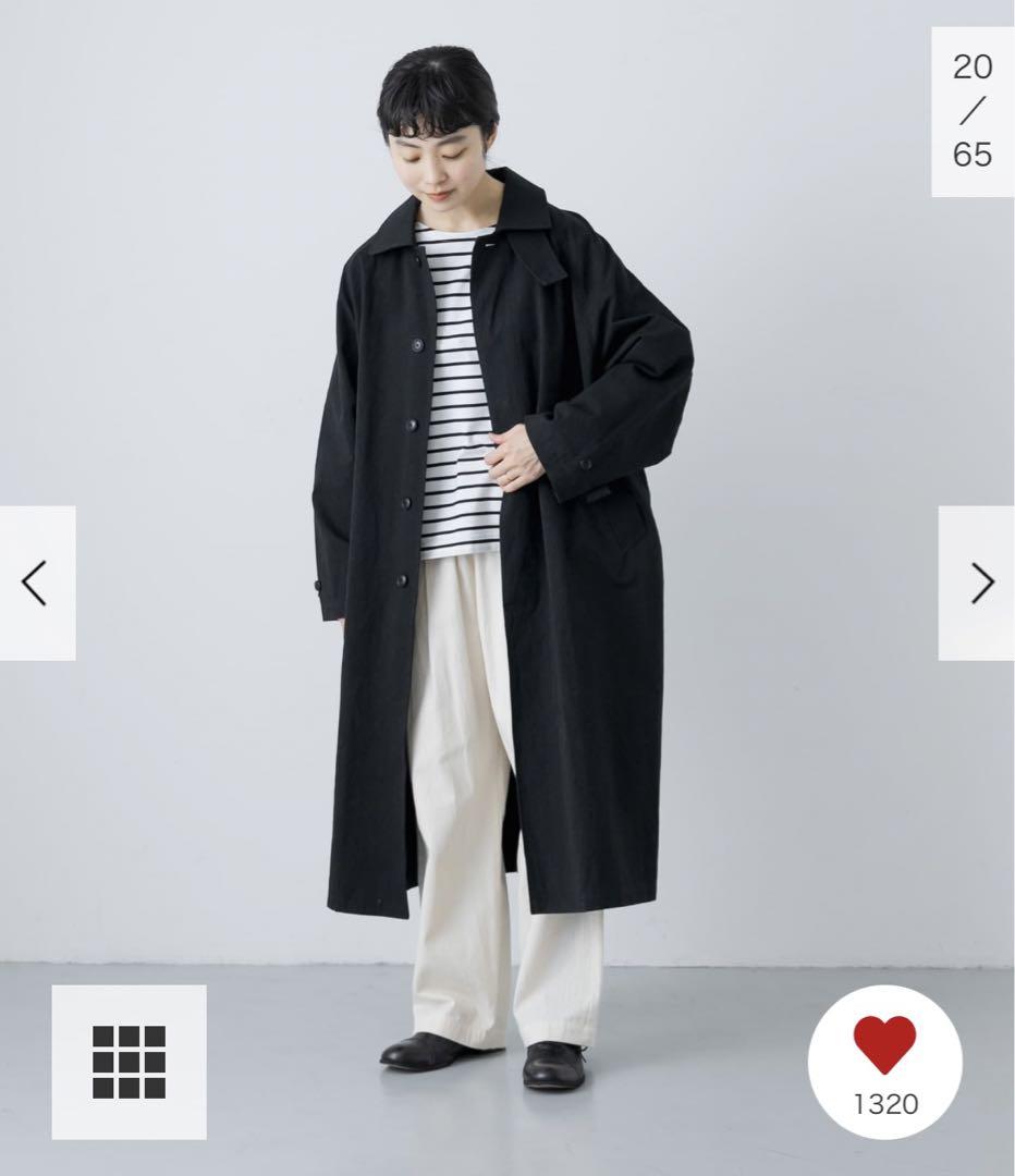 新品タグ付◆ サイズ① かぐれ コットンステンカラーコート　ブラック