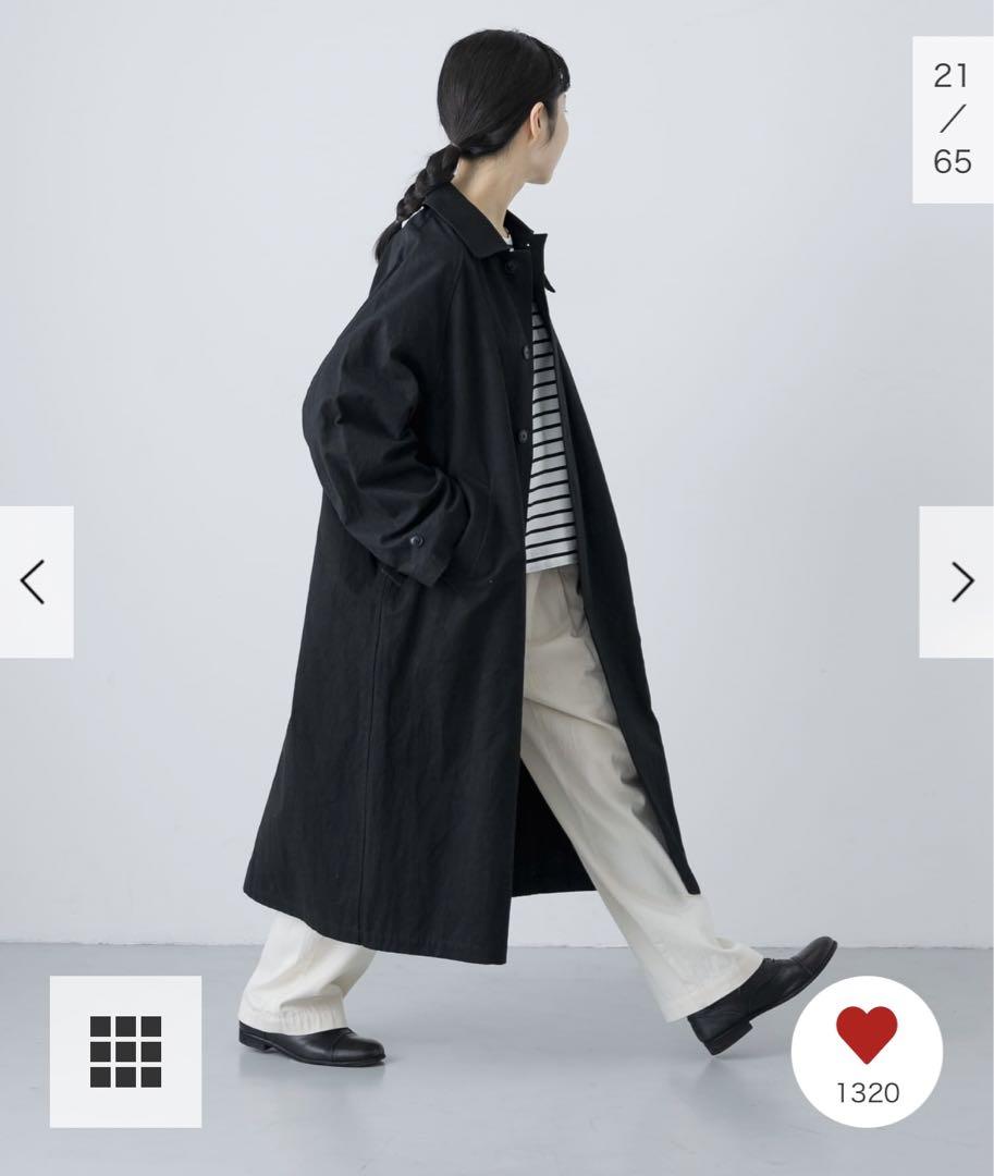 新品タグ付◆ サイズ① かぐれ コットンステンカラーコート　ブラック