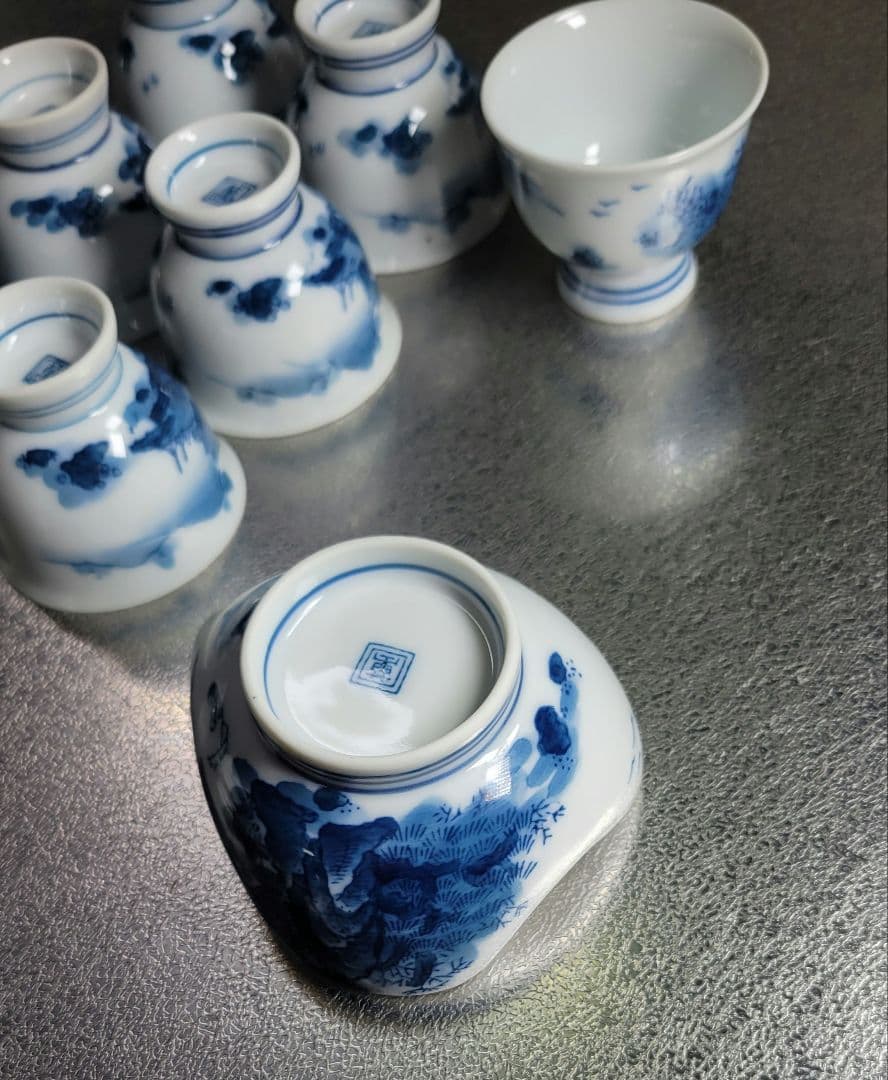 有田焼　畑萬陶苑 山水絵 玉露茶器 1式