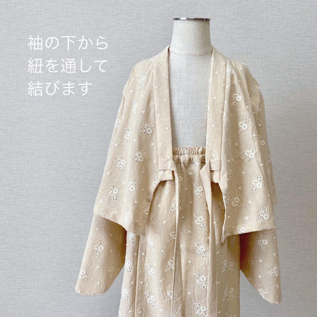 七五三 3歳 被布セット コットンレーヨン刺繍 ベージュ ハンドメイド 七五三 3歳 被布セット コットンレーヨン刺繍 ベージュ ハンドメイド