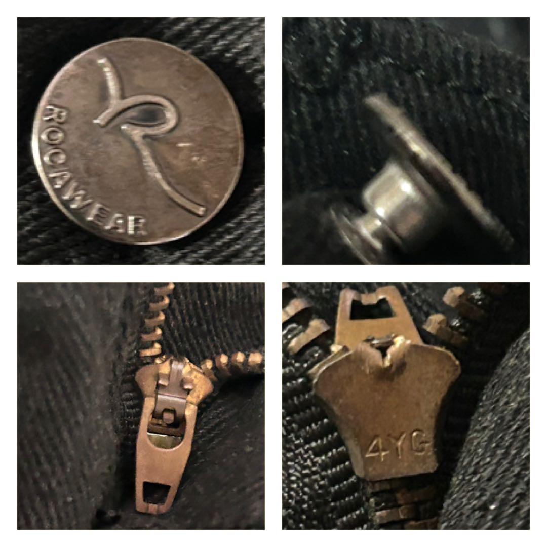 B39【W40】ROCAWEAR ブラックデニムパンツ ストレッチ 刺繍ロゴ