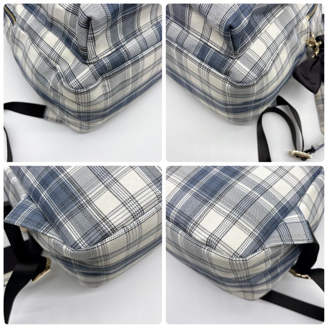 美品 メゾンドフルール チェック リボン リュックサックe68