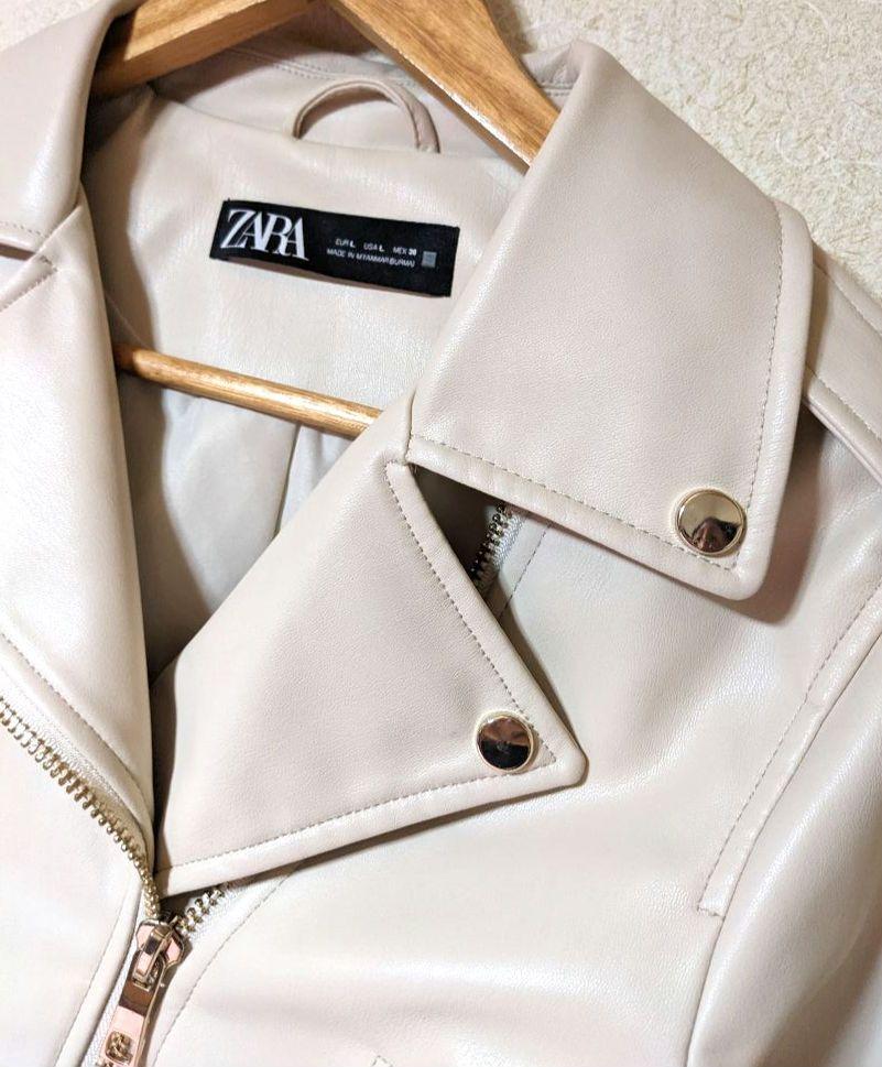 ZARA　ライダース　フェイクレザー　ジャケット　レザー　ダブルライダース　白