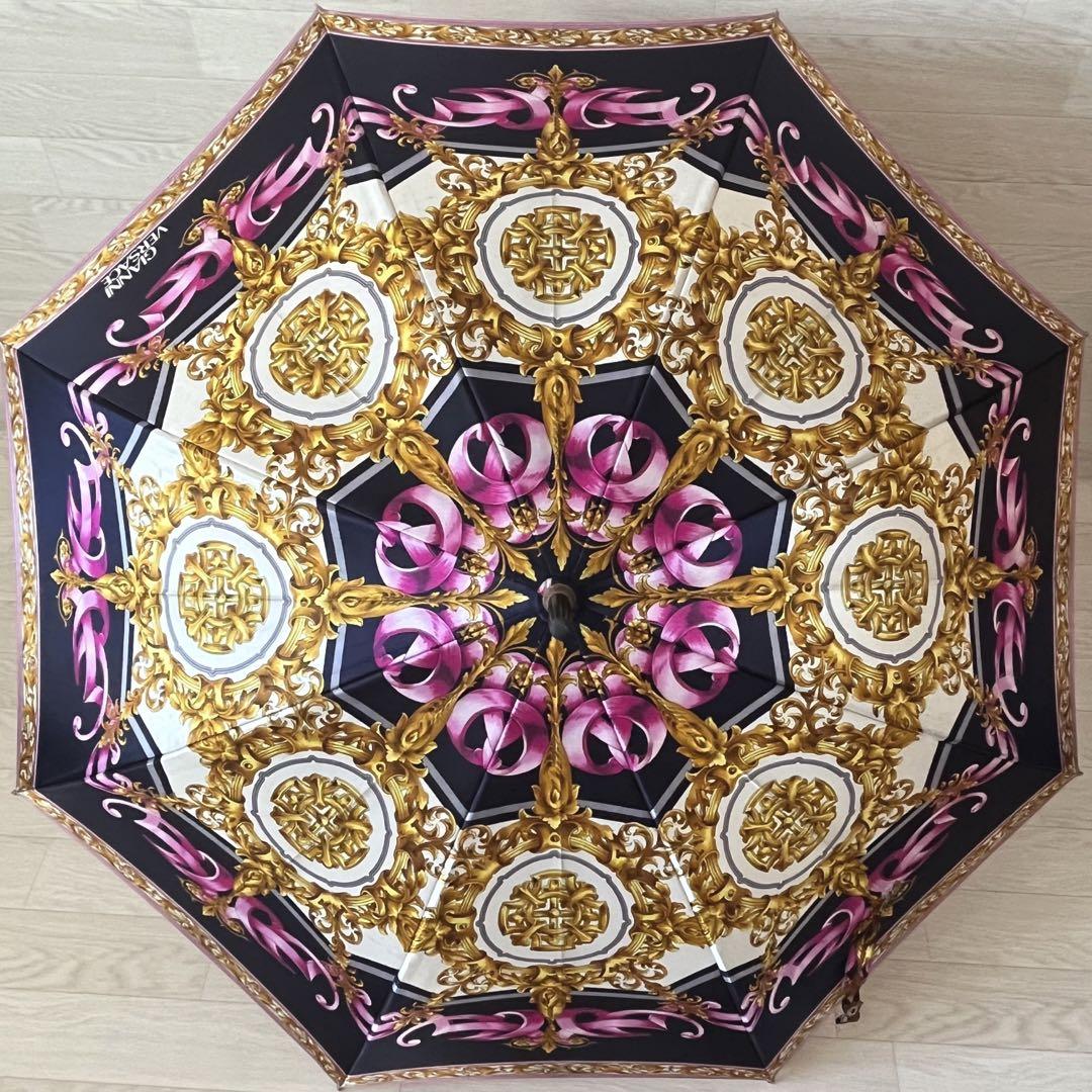 希少カラー GIANNI VERSACE 長傘 雨傘 雨具 総柄 豪華 ロゴ入り