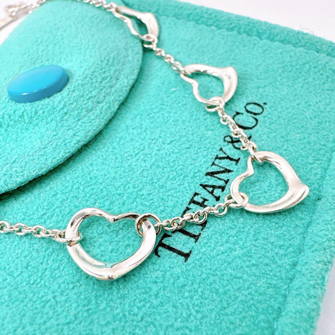 極美品 オールドティファニー オープンハート 5連 ネックレス シルバー925