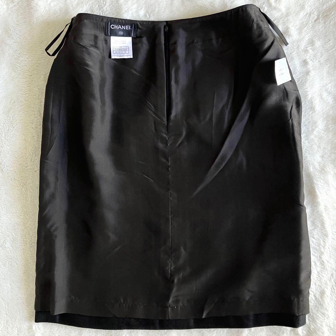 シャネル 05C リネンカシミヤ ココマーク膝丈スカート 38 チャコールグレー シャネル 05C リネンカシミヤ ココマーク膝丈スカート 38 チャコールグレー